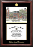 University of Arkansas 11w x 8.5h Gold Embossed Diploma Frame with Campus Images Lithograph