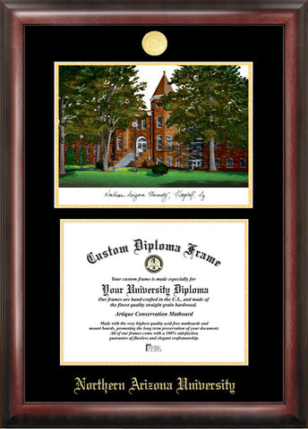 Northern Arizona University 11w x 8.5h Gold Embossed Diploma Frame with Campus Images Lithograph