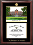 University of Arizona 11w x 8.5h Gold Embossed Diploma Frame with Campus Images Lithograph