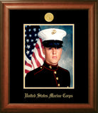 Marine 8x10 Portrait Walnut Frame Gold Medallion