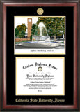 Cal State Fresno 11w x 8.5h Gold Embossed Diploma Frame with Campus Images Lithograph
