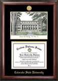 Colorado State University Gold Embossed Diploma Frame with Campus Images Lithograph