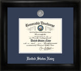 Navy 8.5x11 Discharge Frame with Silver Medallion