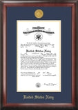 Navy Certificate Frame Gold Medallion