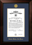 Air Force  Certificate Legacy Frame with Gold Medallion