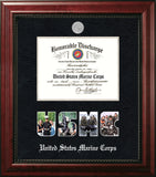 Marine 8.5x11 Discharge Executive Frame with Silver Medallion with  Snap Shot Openings