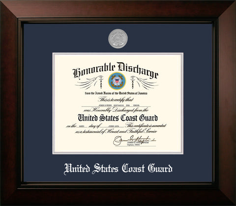 Coast Guard 8.5x11 Discharge Legacy Frame with Silver Medallion