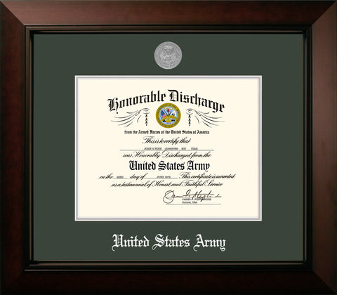 Army Discharge Legacy Frame with Silver Medallion