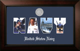 Navy Collage Photo Legacy Frame with Silver Medallion
