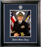 Navy 8x10 Portrait Classic Black Frame with Silver Medallion