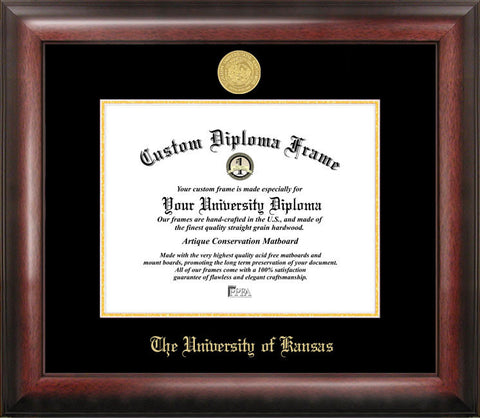 University of Kansas 11w x 8.5h Gold Embossed Diploma Frame
