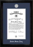 Navy Certificate Black Frame Silver Medallion