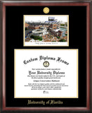 University of Florida 16w x 11.5h Gold embossed diploma frame with Campus Images lithograph