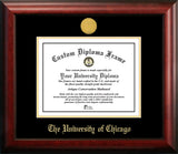 University of Chicago Gold Embossed 12w x 9h  Diploma Frame with Campus Images Lithograph