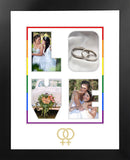 LGBTQ Pride Wedding "LOVE" Snapshot Photo Frame with White & Rainbow Mat -Gold Interlocking Womant
