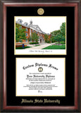 Illinois State 11w x 8.5h Gold Embossed Diploma Frame with Campus Images Lithograph