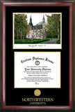 Northwestern University 11w x 8.5h Gold Embossed Diploma Frame with Campus Images Lithograph