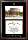 Indiana State  11w x 8.5h Gold Embossed Diploma Frame with Campus Images Lithograph