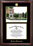 Purdue University Gold Embossed Diploma Frame with Campus Images Lithograph