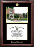 Purdue University 9.625w x 7.625h Gold Embossed Diploma Frame with Campus Images Lithograph