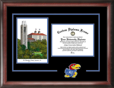 University of Kansas Jayhawks 11w x 8.5h Spirit Graduate Frame with Campus Image
