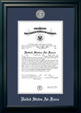 Air Force  Certificate Black Frame Silver Medallion