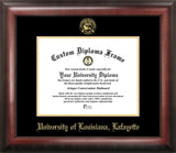 University of Louisiana-Lafayette 11w x 8.5h Gold Embossed Diploma Frame