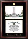 Louisiana State University Gold Embossed Diploma Frame with Campus Images Lithograph