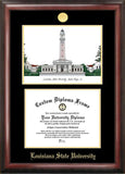 Louisiana State University 11w x 8.5h Gold Embossed Diploma Frame with Campus Images Lithograph