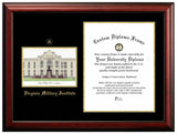 Virginia Military Institute 15.75w x 20h Gold Embossed Diploma Frame with Campus Images Lithograph