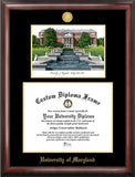University of Maryland Gold Embossed Diploma Frame with Campus Images Lithograph