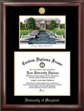 University of Maryland  17w x 13h Gold Embossed Diploma Frame with Campus Images Lithograph