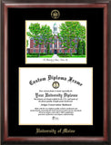 Maine University  Gold Embossed Diploma Frame with Campus Images Lithograph