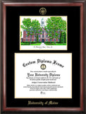 University of Maine 11w x 8.5h Gold Embossed Diploma Frame with Campus Images Lithograph
