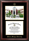Western Michigan University Gold Embossed Diploma Frame with Campus Images Lithograph