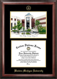Western Michigan University 11w x 8.5h  Gold Embossed Diploma Frame with Campus Images Lithograph