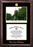 University of Michigan 11w x 8.5h Gold Embossed Diploma Frame with Campus Images Lithograph