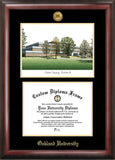 Oakland University 11w x 8.5h Gold Embossed Diploma Frame with Campus Images Lithograph