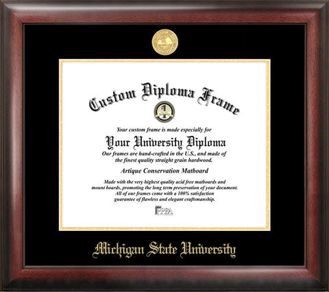Michigan State 11w x 8.5h Gold Embossed Diploma Frame
