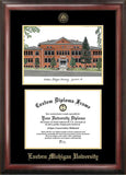 Eastern Michigan University 10w x 8h Gold Embossed Diploma Frame with Campus Images Lithograph