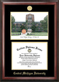 Central Michigan University 11w x 8.5h Gold Embossed Diploma Frame with Campus Images Lithograph