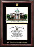 Southern Mississippi 11w x 8.5h Gold Embossed Diploma Frame with Campus Images Lithograph