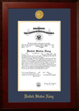 Navy Certificate Honors Frame with Gold Medallion