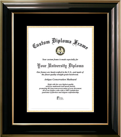 Classic Black Certificate Frame with Black & Gold Mats