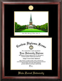 Wake Forest University 14w x 11h Gold Embossed Diploma Frame with Campus Images Lithograph