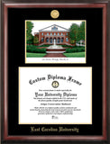 East Carolina University 14w x 11h Gold Embossed Diploma Frame with Campus Images Lithograph