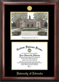 University of Nebraska 11w x 8.5h Gold Embossed Diploma Frame with Campus Images Lithograph