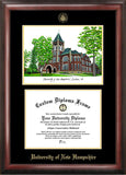 University of New Hampshire 10w x 8h Gold Embossed Diploma Frame with Campus Images Lithograph
