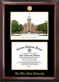 Ohio State University 11w x 8.5h Gold Embossed Diploma Frame with Campus Images Lithograph