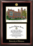 University of Oklahoma Gold Embossed Diploma Frame with Campus Images Lithograph